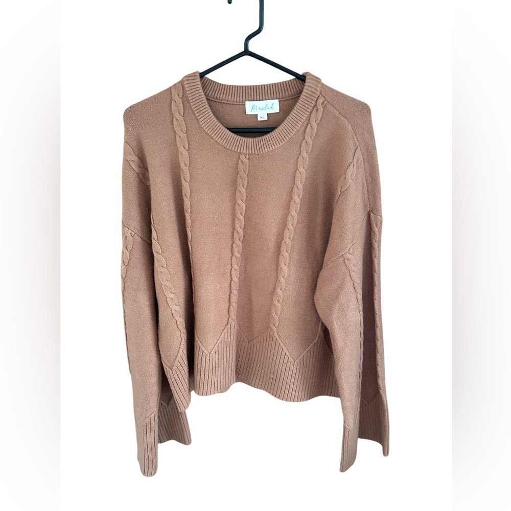 Marled Cable Knit Sweater Bell Sleeves Size XL